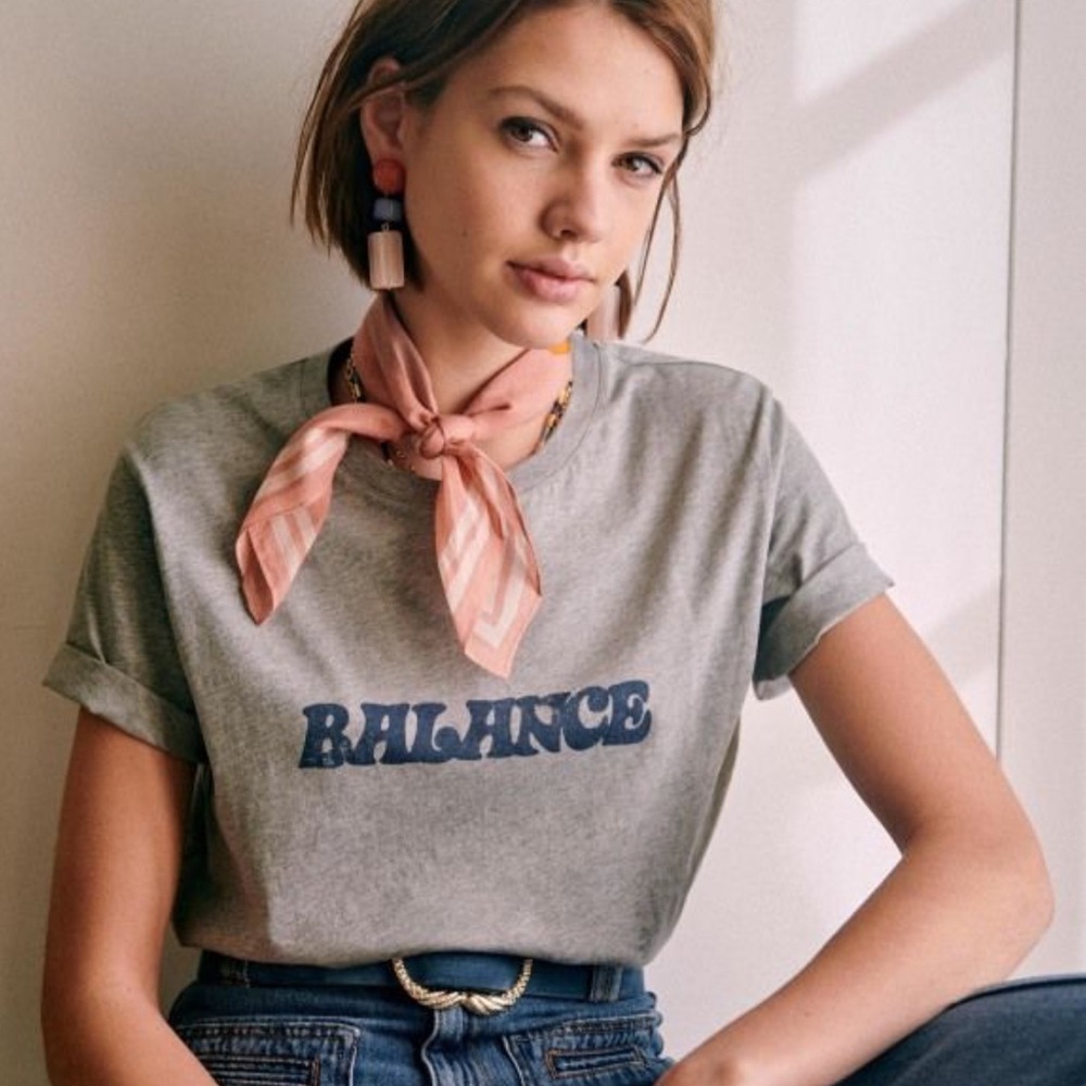 Sezane Gray Graphic Tee